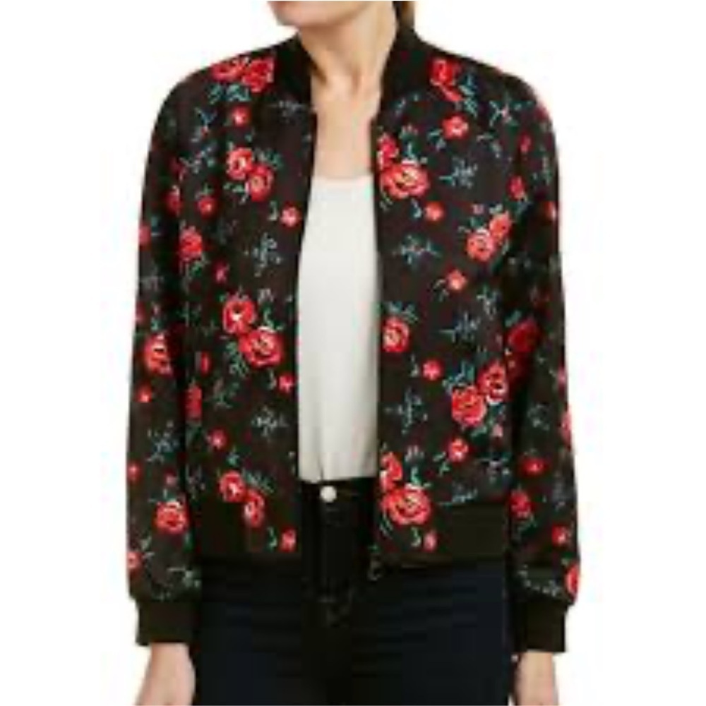 Joes Jeans Collection Elise black red floral print bomber jacket 23616
